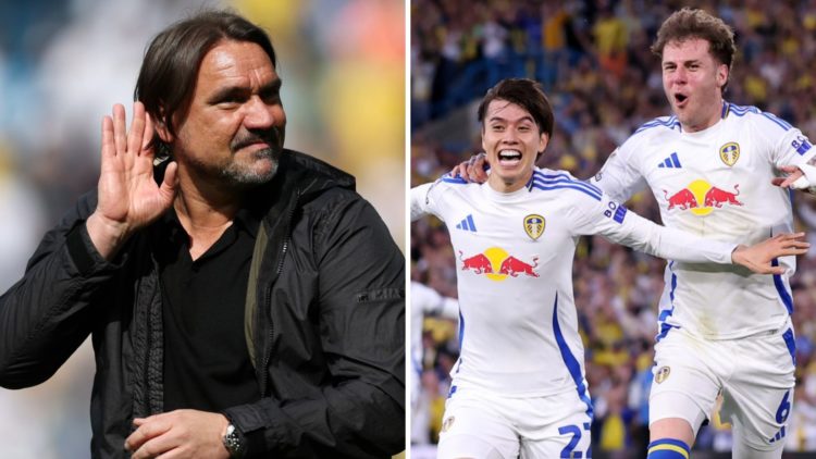 Daniel Farke, Leeds manager and Ao Tanaka, Leeds player.