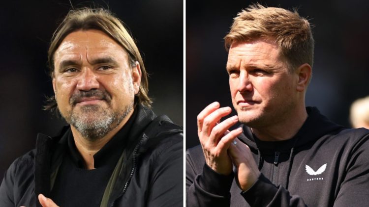 Daniel Farke, Leeds United manager, and Eddie Howe, Newcastle United manager.