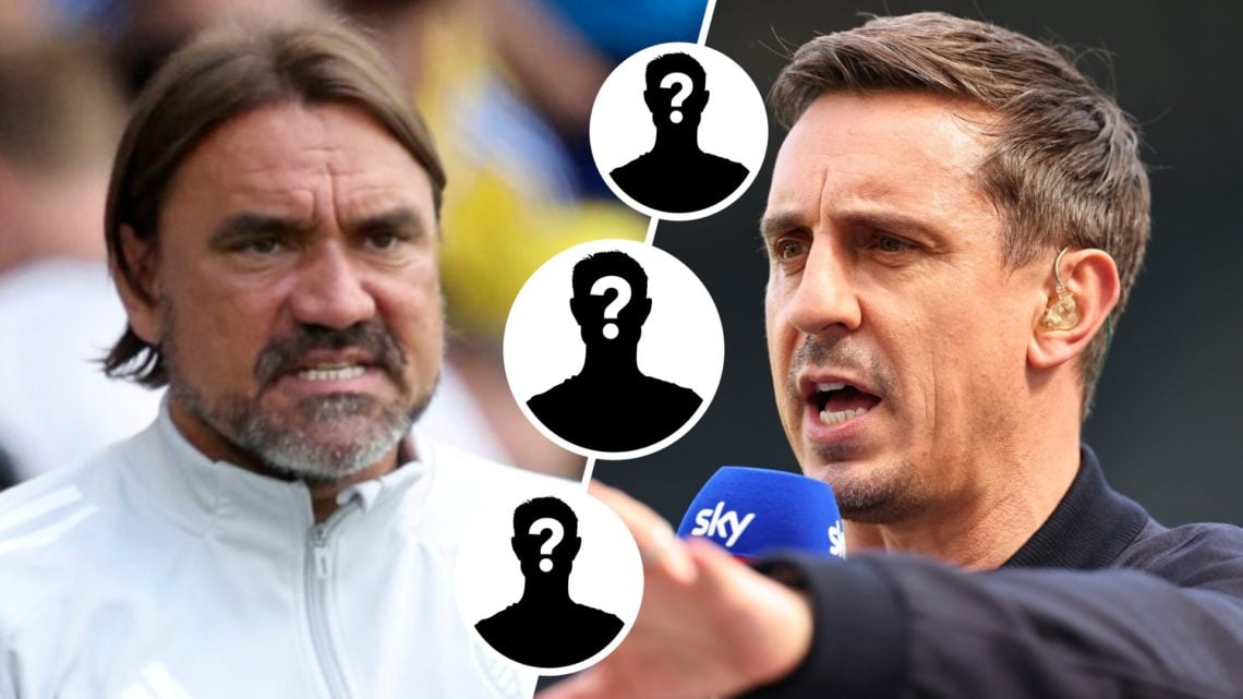 Leeds United manager Daniel Farke (left) and Sky Sports pundit Gary Neville (right)