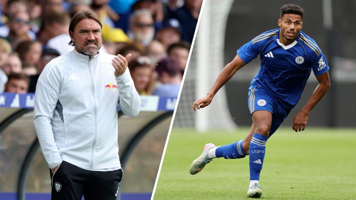 Leeds United boss Daniel Farke (left) and Leicester City full-back James Justin (right)