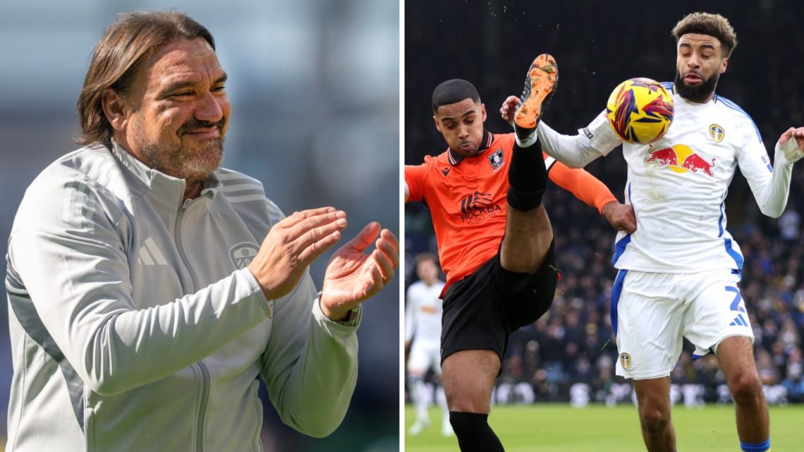 Daniel Farke, Leeds United manager and Jayden Bogle, Leeds United player.
