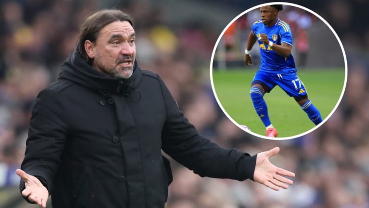 Leeds United manager Daniel Farke (left) and winger Largie Ramazani (right)