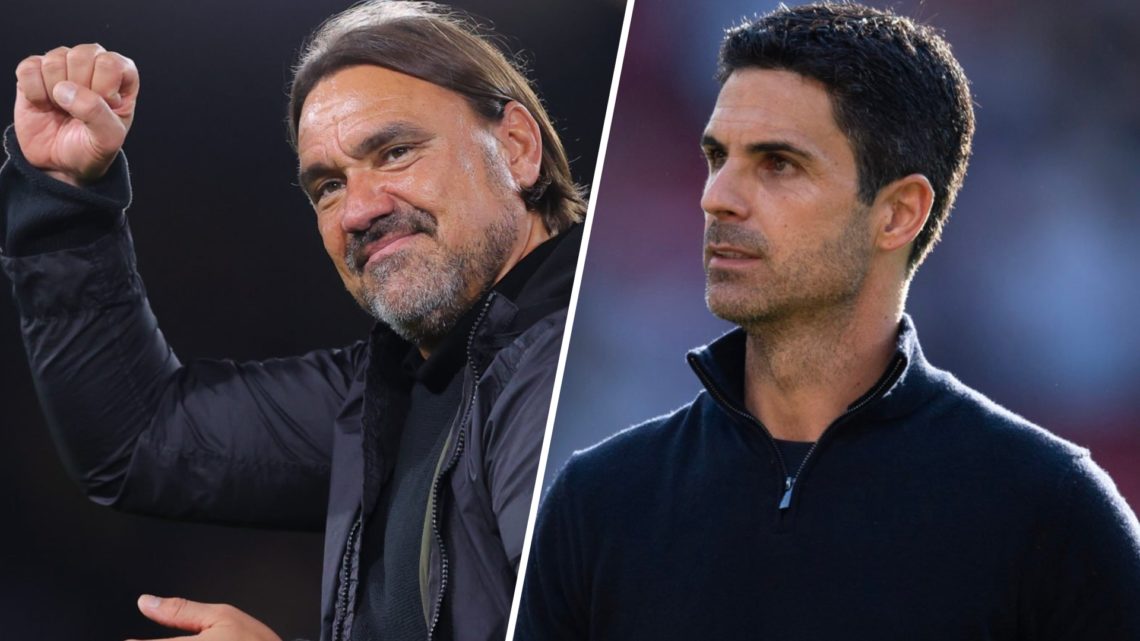 Daniel Farke, Leeds manager, and Mikel Arteta, Arsenal manager.