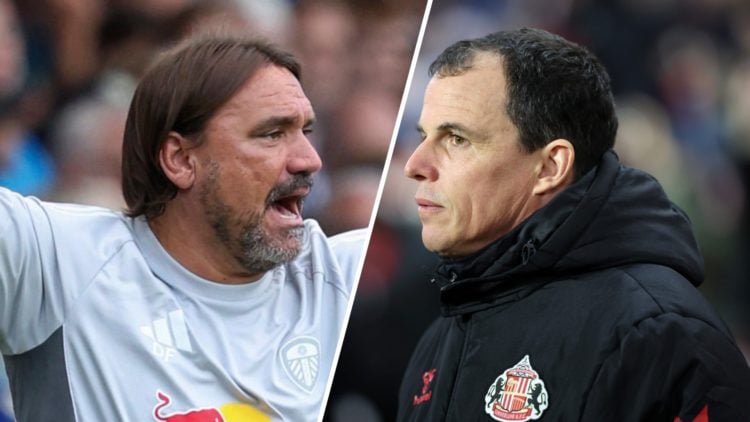 Leeds United manager Daniel Farke (left) and Sunderland manager Regis Le Bris (right)
