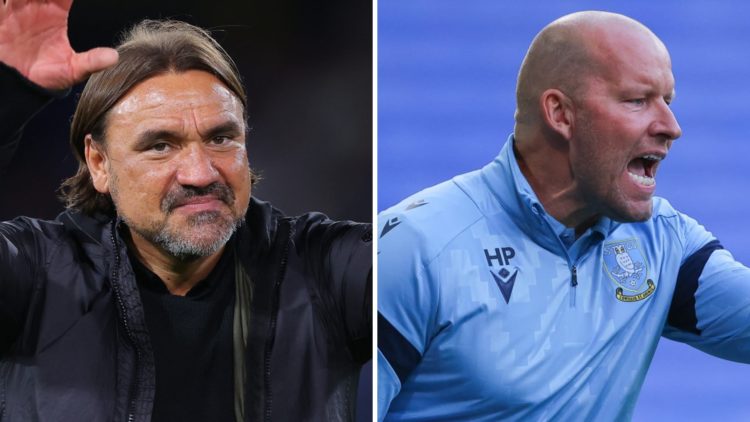 Daniel Farke, Leeds United manager, & Henrik Pedersen, Sheffield Wednesday manager.