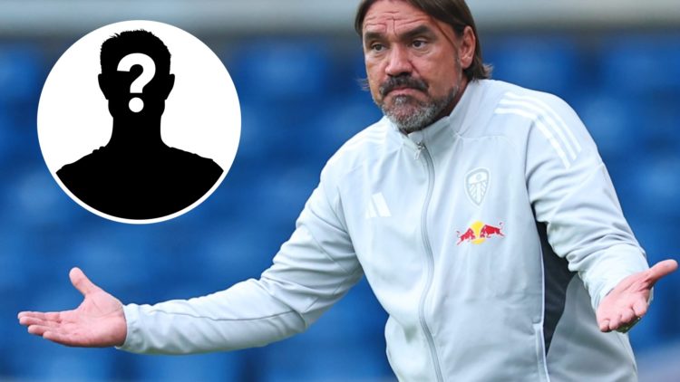 Leeds United manager Daniel Farke and mystery player inset