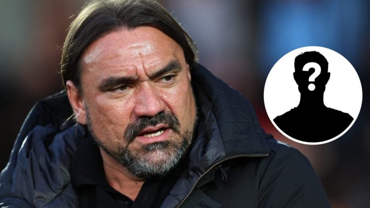 Daniel Farke, manager of Leeds United (left) with mystery player inset (right)