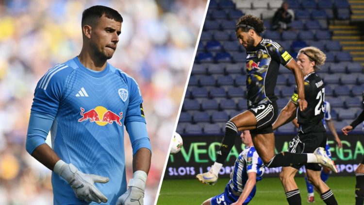 Split image of Karl Darlow and Dominic Calvert-Lewin of Leeds United