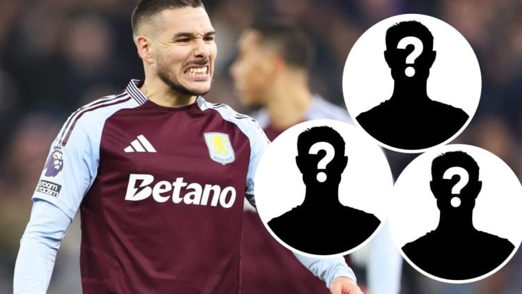 Aston Villa's Emi Buendia with three mystery player insets