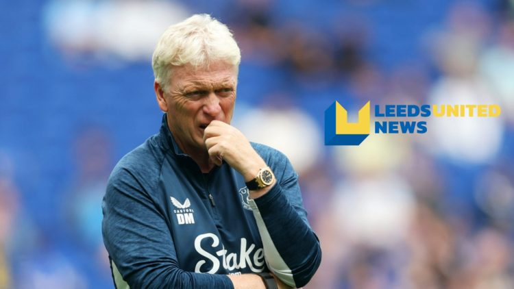 Everton manager David Moyes stands on the touchline.
