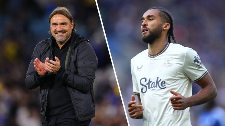 Split image of Leeds United manager Daniel Farke and striker Dominic Calvert-Lewin