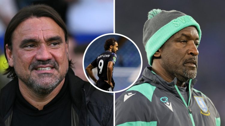 Split image: Daniel Farke grimaces as Leeds United lose to Sheffield Wednesday (L). Chris Powell on the touchline of a Sheffield Wednesday game (R)...