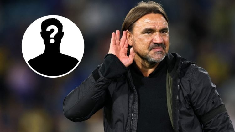 Daniel Farke cups his ears to the Leeds support.