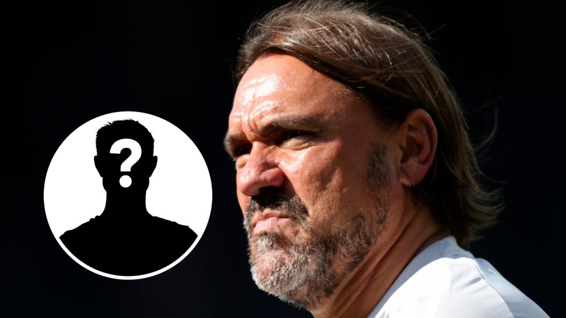 Leeds United manager Daniel Farke with the mystery player overlay