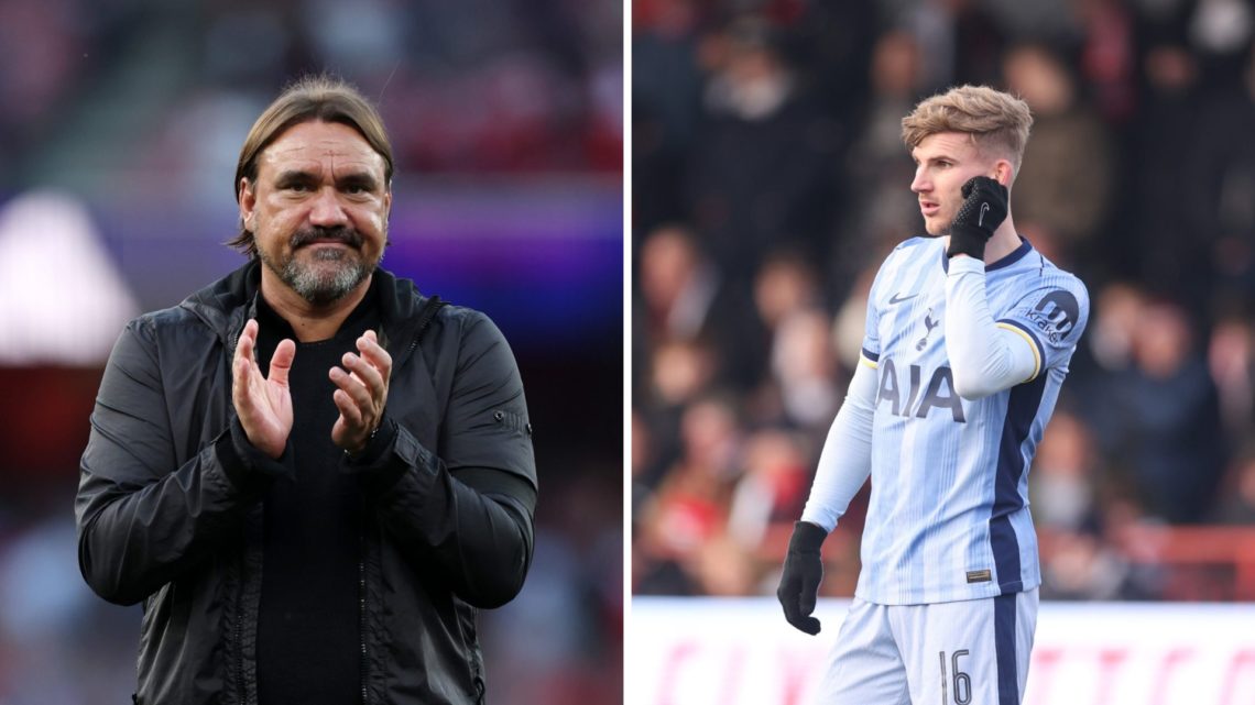 Split image of Leeds United manager Daniel Farke and RB Leipzig player Timo Werner