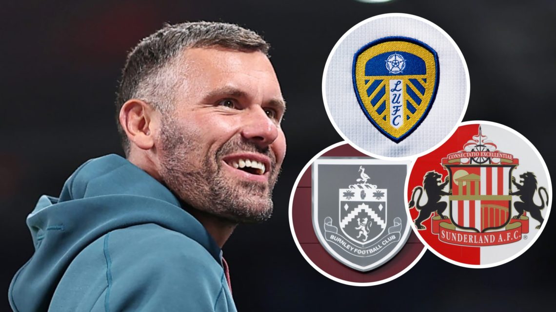 Former Premier League goalkeeper Ben Foster with the Leeds United, Burnley and Sunderland badges inset