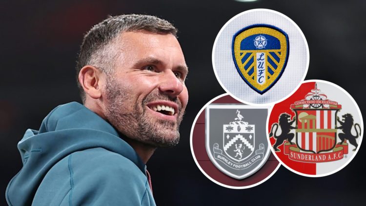 Former Premier League goalkeeper Ben Foster with the Leeds United, Burnley and Sunderland badges inset