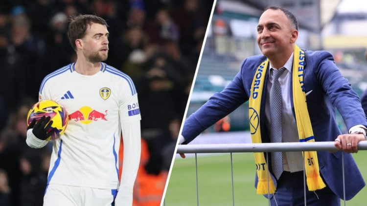 Leeds United striker Patrick Bamford and chairman Paraag Marathe