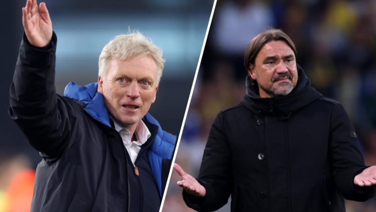 Everton manager David Moyes and Leeds United boss Daniel Farke