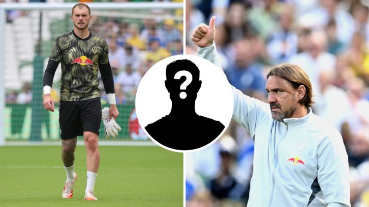 Lucas Perri and Daniel Farke during Leeds' draw with Milan.
