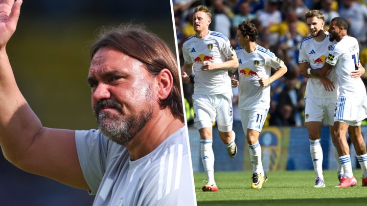 Daniel Farke Leeds United manager and Leeds United squad.
