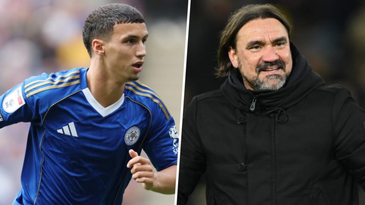 Bilal El Khannouss, Leicester City player and Daniel Farke, Leeds United manager.