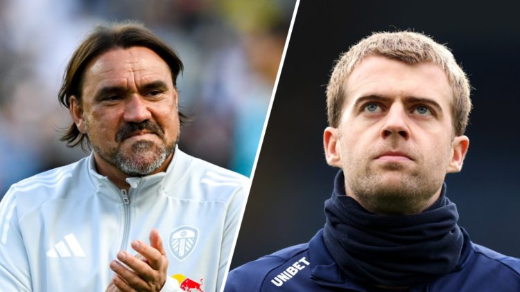Leeds United manager Daniel Farke (left) and striker Patrick Bamford (right)