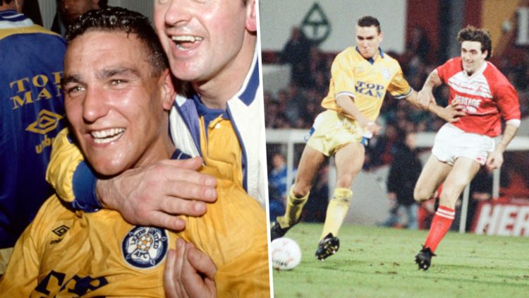 Vinne Jones playing for Leeds United.