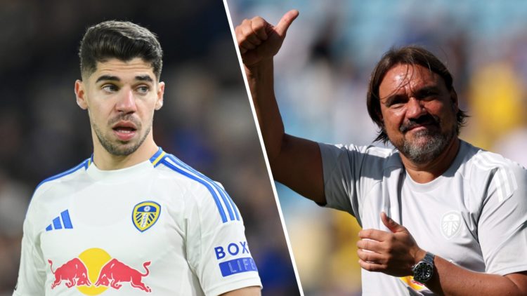 Leeds United winger Manor Solomon (left) and Daniel Farke (right)