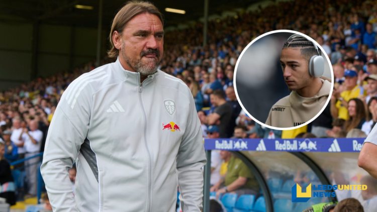 Daniel Farke attends Leeds v Villarreal game and Mateo Joseph ahead of a match during 2024-25.
