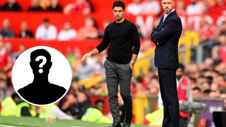 Mikel Arteta and Erik ten Hag during a game between Arsenal and Man United.