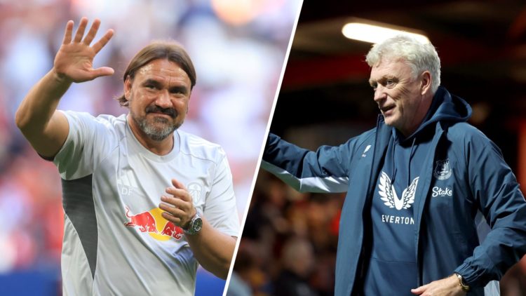 Leeds United boss Daniel Farke (left) and Everton manager David Moyes (right)