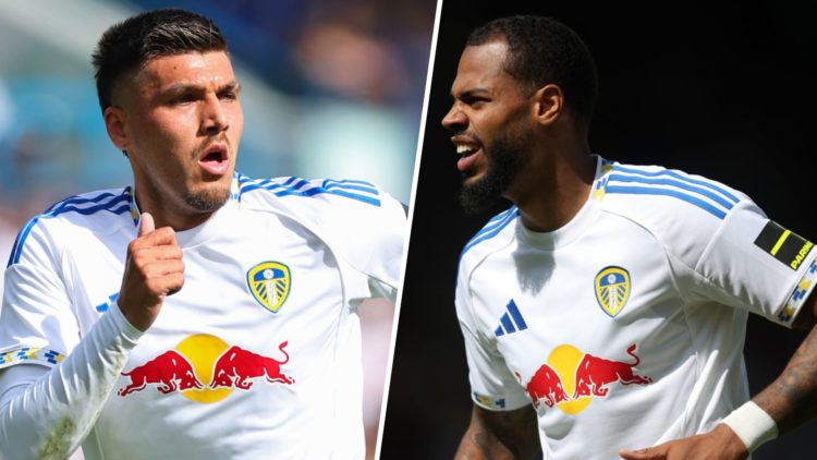 Joel Piroe and Lukas Nmecha playing for Leeds.