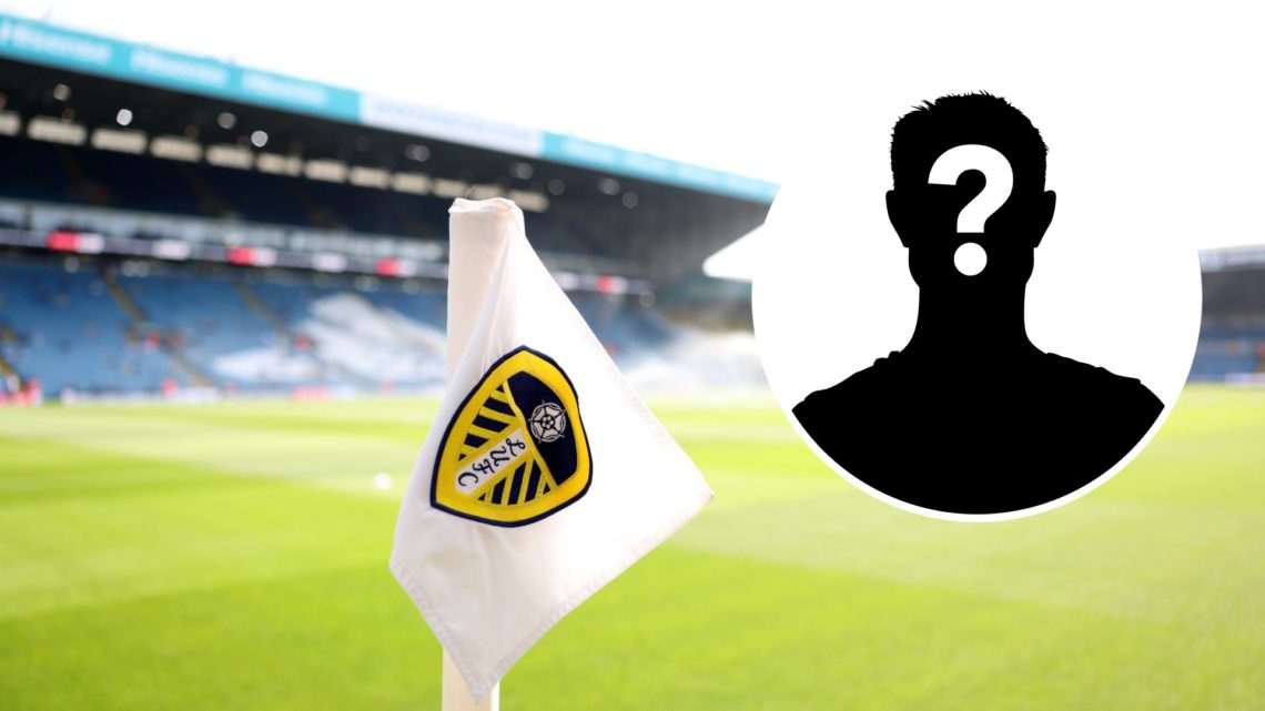 Leeds United's stadium Elland Road with corner flag up close. Inset, LUN Mystery player.