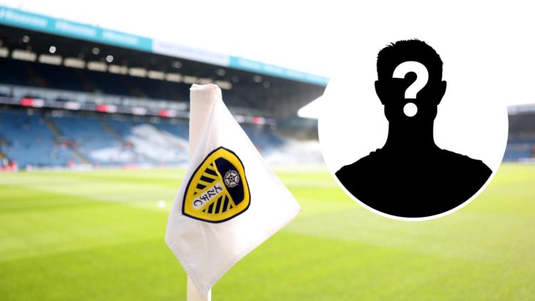 Leeds United's stadium Elland Road with corner flag up close. Inset, LUN Mystery player.