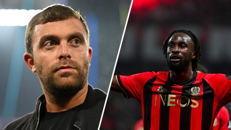 Fabrizio Romano (left) and OGC Nice forward Evann Guessand (right)