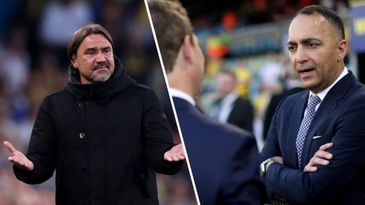 Leeds United manager Daniel Farke (left) and chairman Paraag Marathe (right)