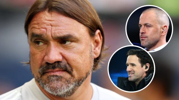Leeds United manager Daniel Farke looking on. Inset, Former Chelsea player Joe Cole. Inset, pundit Owen Hargreaves.