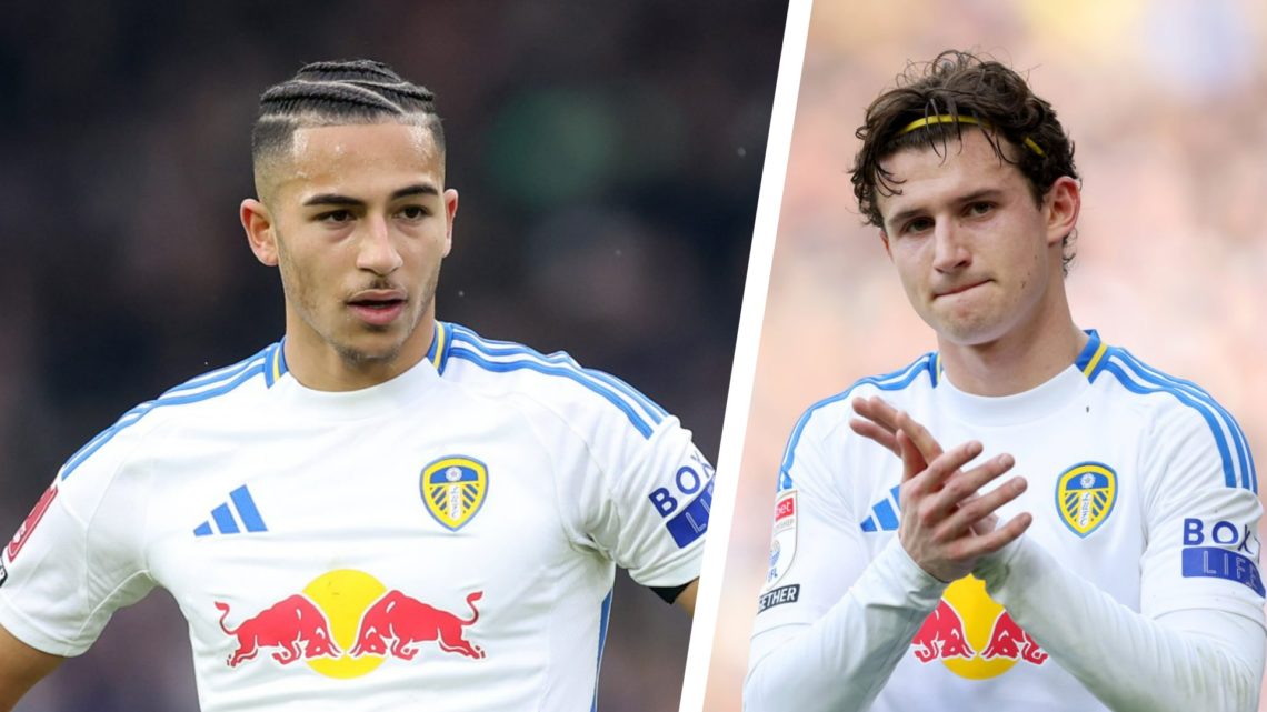 Split image of Leeds United players Mateo Joseph and Brenden Aaronson playing in the Championship.