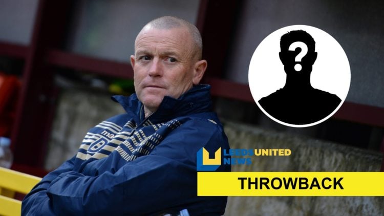 Former Leeds United manager David Hockaday with the mystery player overlay and Leeds United News logo