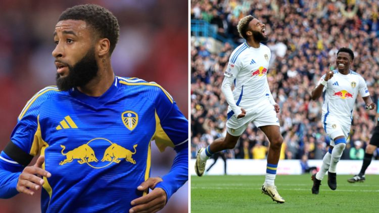 Jayden Bogle playing for Leeds United.