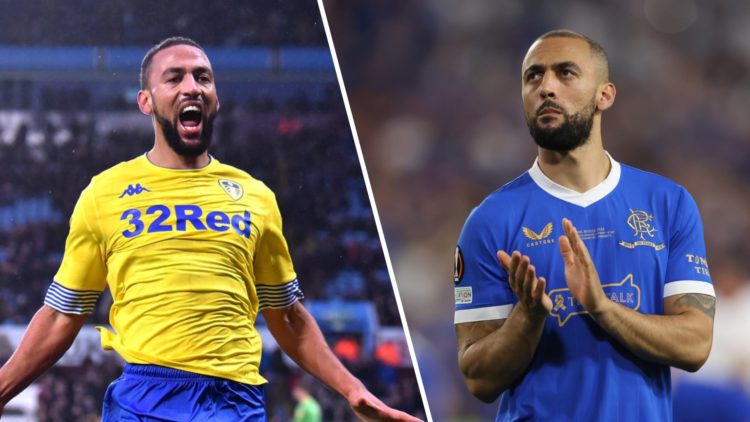 Leeds United (left) and Rangers (right) striker Kemar Roofe in both club colours