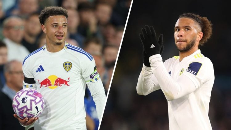 Leeds United's Wales duo Ethan Ampadu (left) and Tyler Roberts (right)