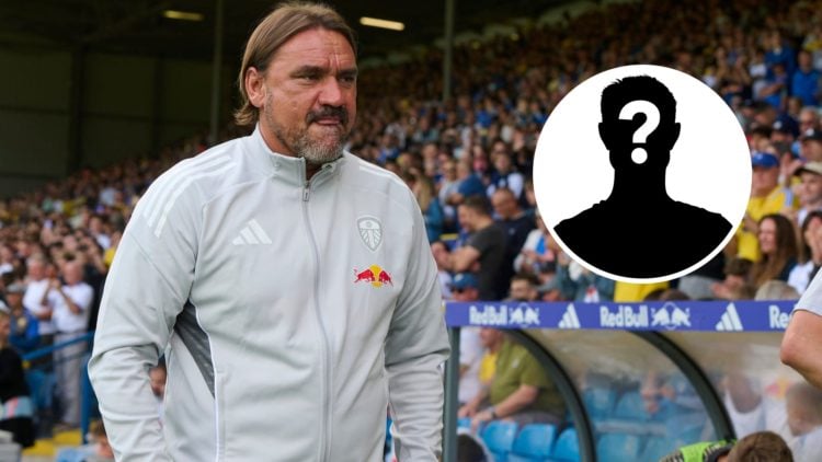 Leeds United manager Daniel Farke (left) with mystery player inset (right)