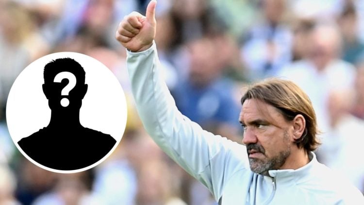 Leeds United manager Daniel Farke (right) and mystery player inset (left)