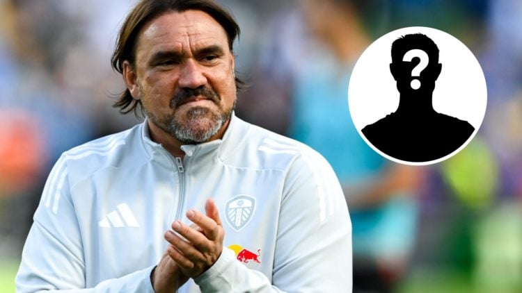Leeds United manager Daniel Farke (left) and mystery player inset (right)