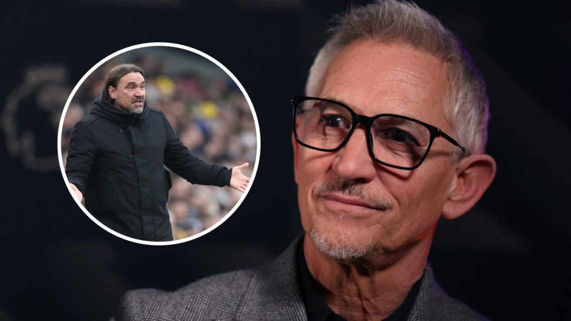 Pundit Gary Lineker with Leeds United manager Daniel Farke inset
