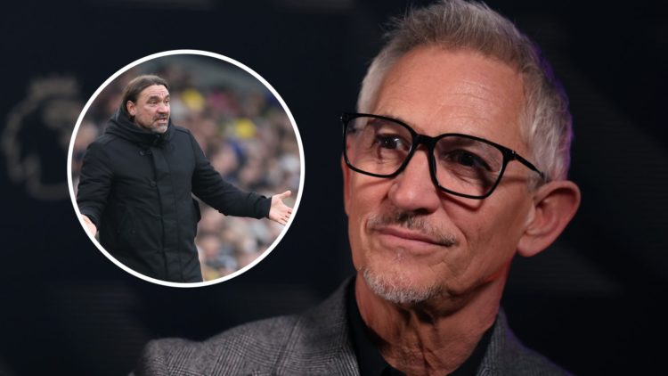 Pundit Gary Lineker with Leeds United manager Daniel Farke inset