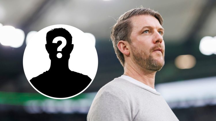 Werder Bremen head coach Peter Niemeyer with the mystery player overlay
