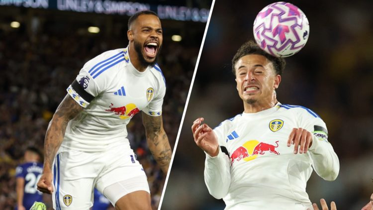 Split image of Lukas Nmecha and Ethan Ampadu of Leeds United